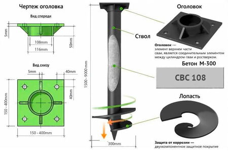 Винтовые сваи 108 мм в Истре